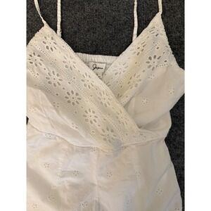 Japna Romper Womens S White 100% Cotton Eyelet Fully Lined Beachy Coastal Preppy